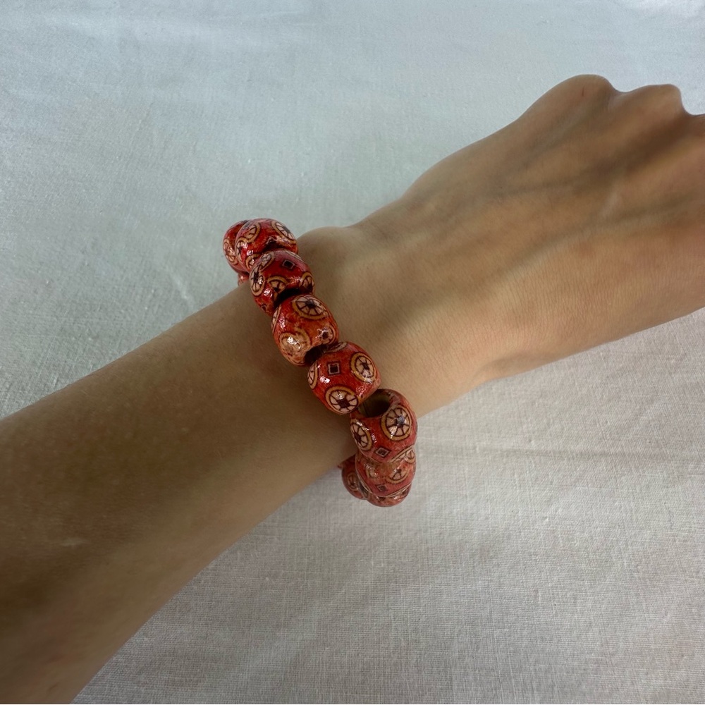 Red Wooden Beaded Bracelet